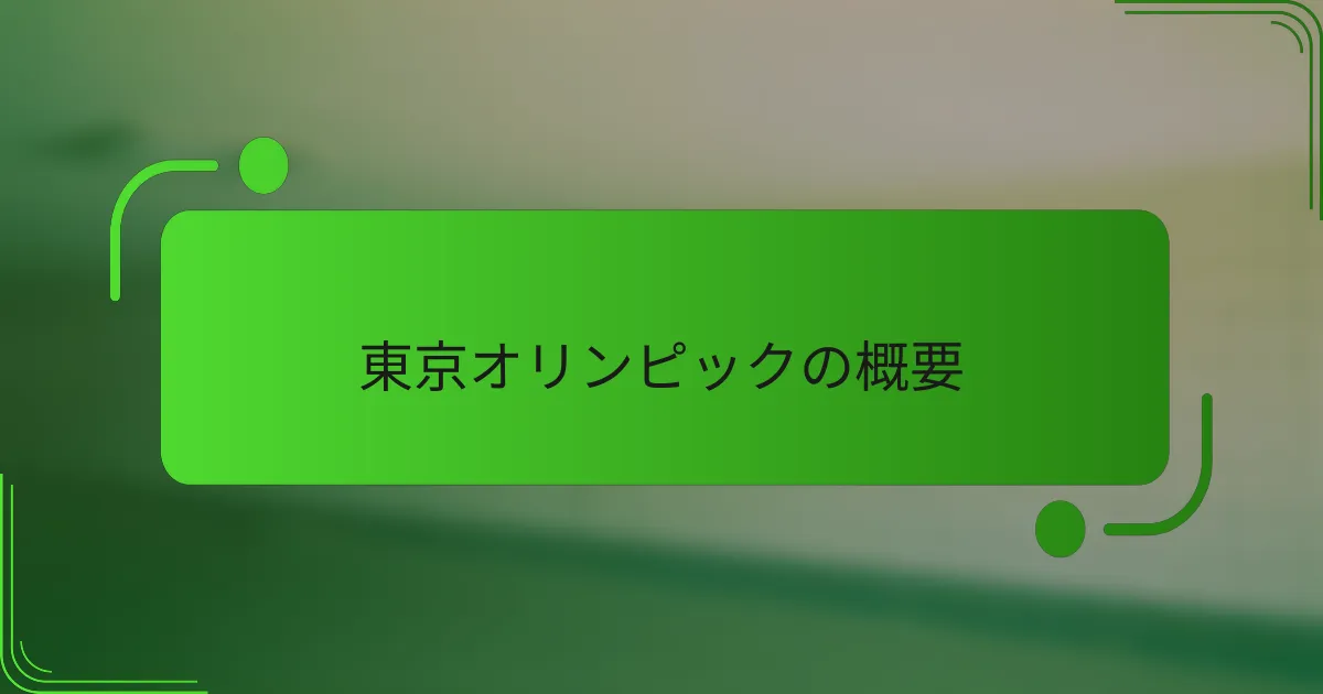 東京オリンピックの概要